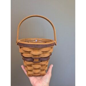 Longaberger 1994 Small Basket Wood Handle Woven Farmhouse Decor w Liner